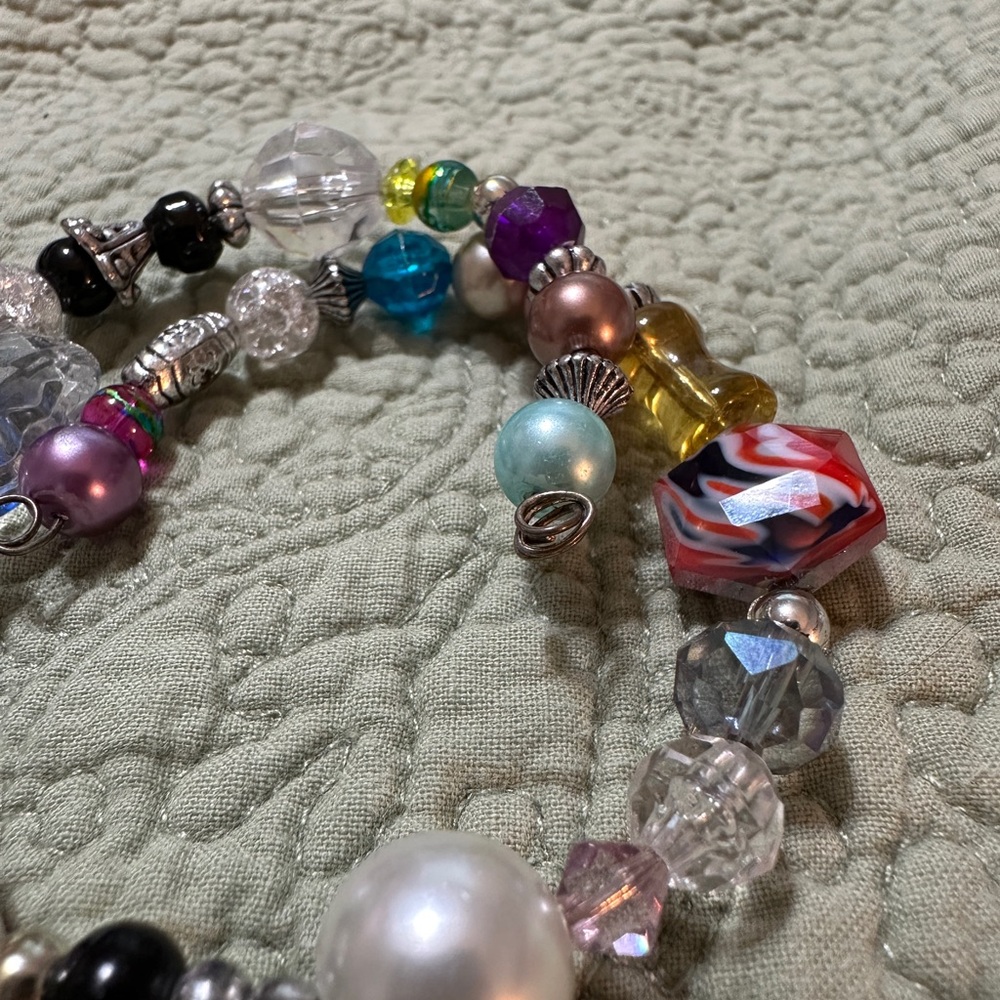 Beaded Bracelet Adjustable Crystal Beads Wrap Bracelet Butterfly Rainbow - Picture 2 of 5